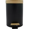 Zeller 18910 pattumiera a pedale Soft-Close 3L con coperchio in bambù, nero opaco