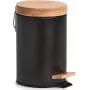 Zeller 18910 pattumiera a pedale Soft-Close 3L con coperchio in bambù, nero opaco