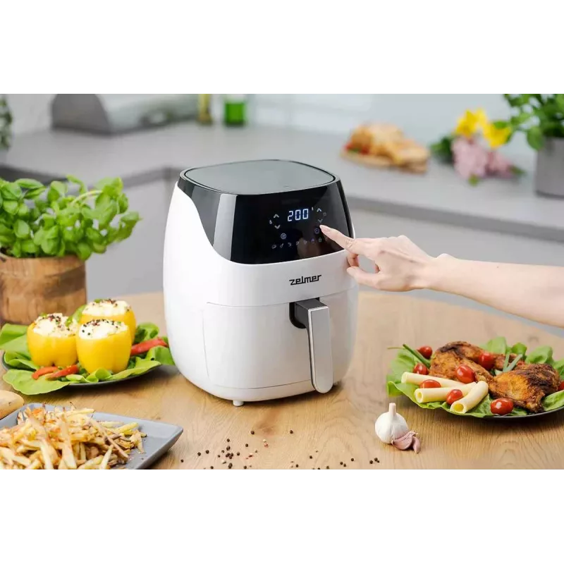 Zelmer ZAF5501W friggitrice ad aria senza olio, 5L, 1500W, pannello touch digitale, bianco