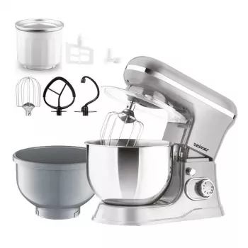 Zelmer ZKR1360 Robot da cucina – 1300 W, ciotola da 5,5 L, movimento planetario, nero/argento