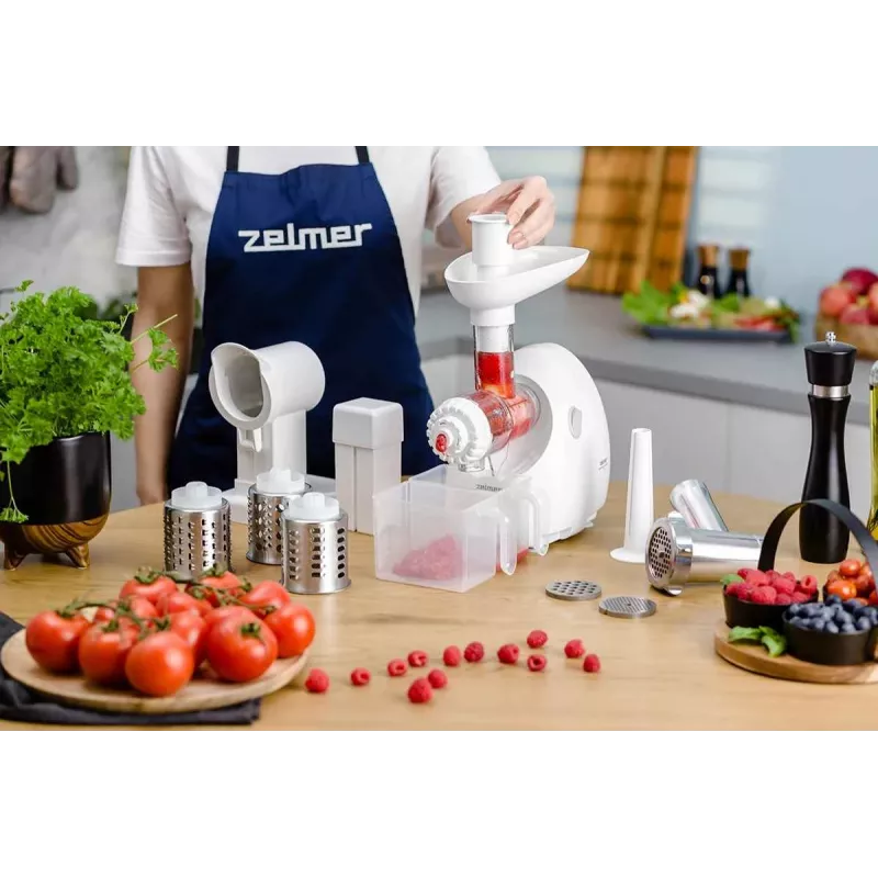 Zelmer ZMM4050B Tritacarne 1900W con 3 dischi, insaccatrice, set Kubbe e tagliaverdure