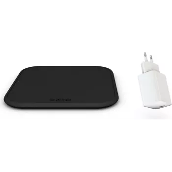 Zens caricabatterie wireless singolo Combi Pack USB - pad a ricarica rapida 10W certificato Qi con alimentatore 12W, nero