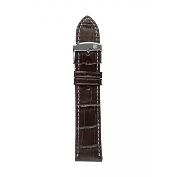 Zeppelin cinturino in pelle marrone, 20 mm – pelle vera, chiusura in acciaio inox