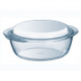 PYREX Essentials teglia in vetro con coperchio, 2,1L, rotonda, vetro borosilicato, trasparente, Ø19cm