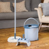 YORK Rotary MOP SPECIAL Set pulizia pavimenti con strizzatore a pedale, secchio 12L, manico telescopico, 2 panni in microfibra