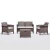 BICA Venezia Set da balcone 2 posti – effetto rattan marrone in resina, 2 poltrone + tavolino, protezione UV, cuscini inclusi