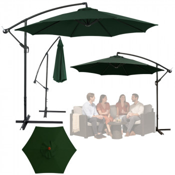 LEAN Ombrellone da giardino laterale con inclinazione regolabile e copertura 350 x 250 cm verde