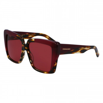 Ferragamo Donna SF1060SN-215 Occhiali da sole, montatura Havana, lenti sfumate marroni, 55mm