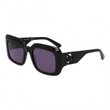 Longchamp LO753S5120001 Occhiali da sole donna, quadrati, montatura in acetato nero, lenti grigie, 51/20/140 mm