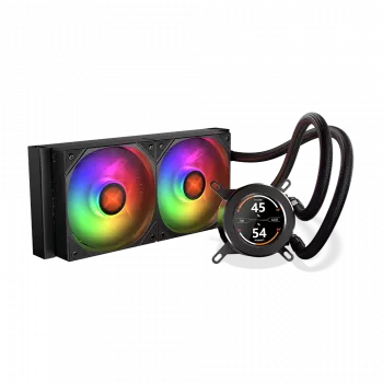 Dissipatore a liquido AIO per CPU 240 mm KRUX HydroGlance 240 ARGB LCD — radiatore da 240 mm, illuminazione ARGB, display LCD