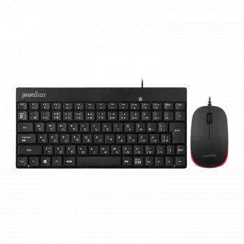 Perixx PERIDUO-212 DE, set tastiera e mouse Mini-USB, nero